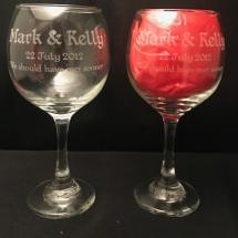 Wine Glass sand carved hand painted